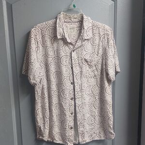 Men's White Patterned Shirt FATFACE SZ L